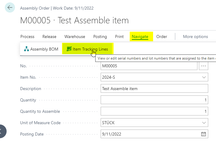 2021-06-25 14_52_49-Edit - Assembly Order - M00005 ∙ Test Assemble item - Dynamics 365 Business Cent.png