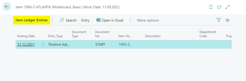 Item Ledger Entries
